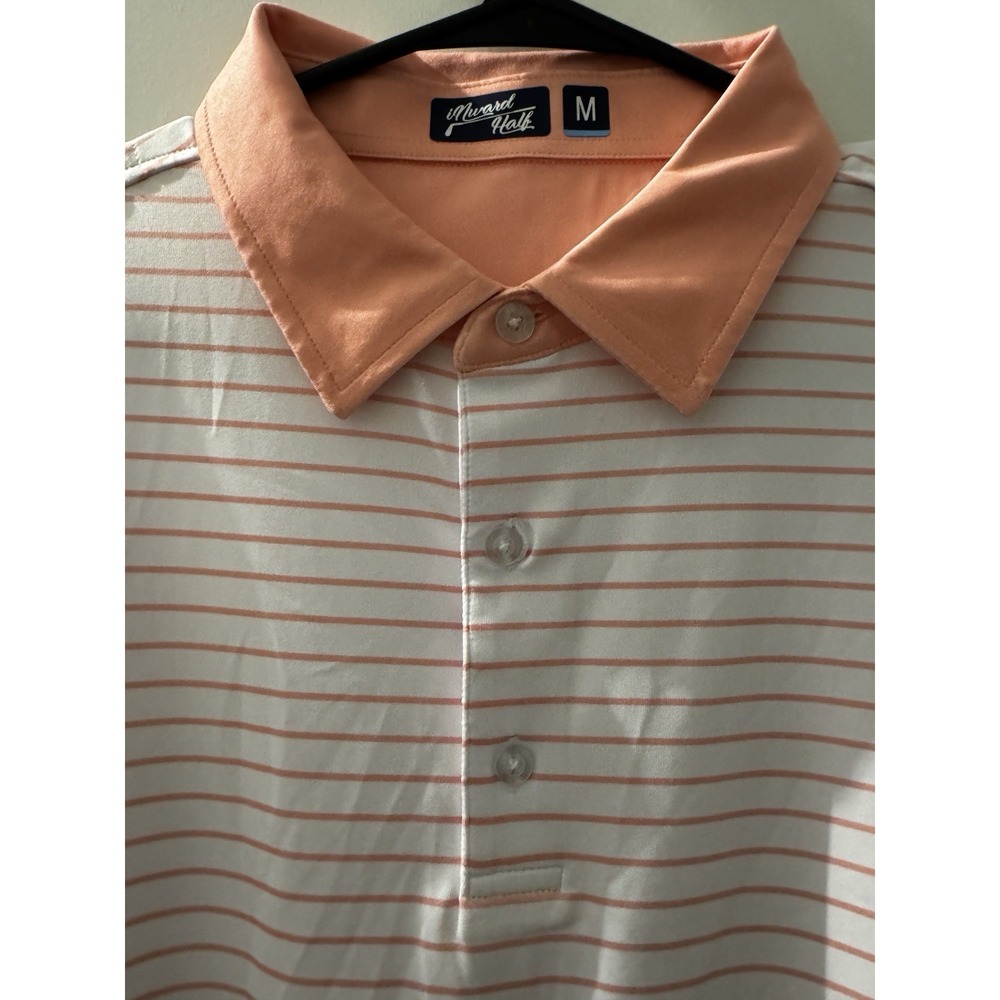Inward Half Men's The Modern‎ Stripe Performance Polo Peach Medium